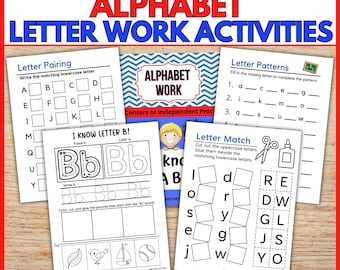 Alphabet Letter Work Activities for Centers, Alphabet Worksheets Printable ABC Tracing for Kindergarten, Preschool Alphabet Beginning Sounds