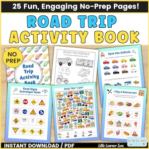 Kids Road Trip Games, Road Trip Activity Book Printable, Kids Travel Games Busy Book, Vacation Scavenger Hunts Coloring Pages, Car Games