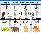 Animal Alphabet Flash Cards, Alphabet Wall Cards, Classroom Wall Decor Alphabet Posters, Kindergarten ABC Cards, Preschool Classroom Decor,