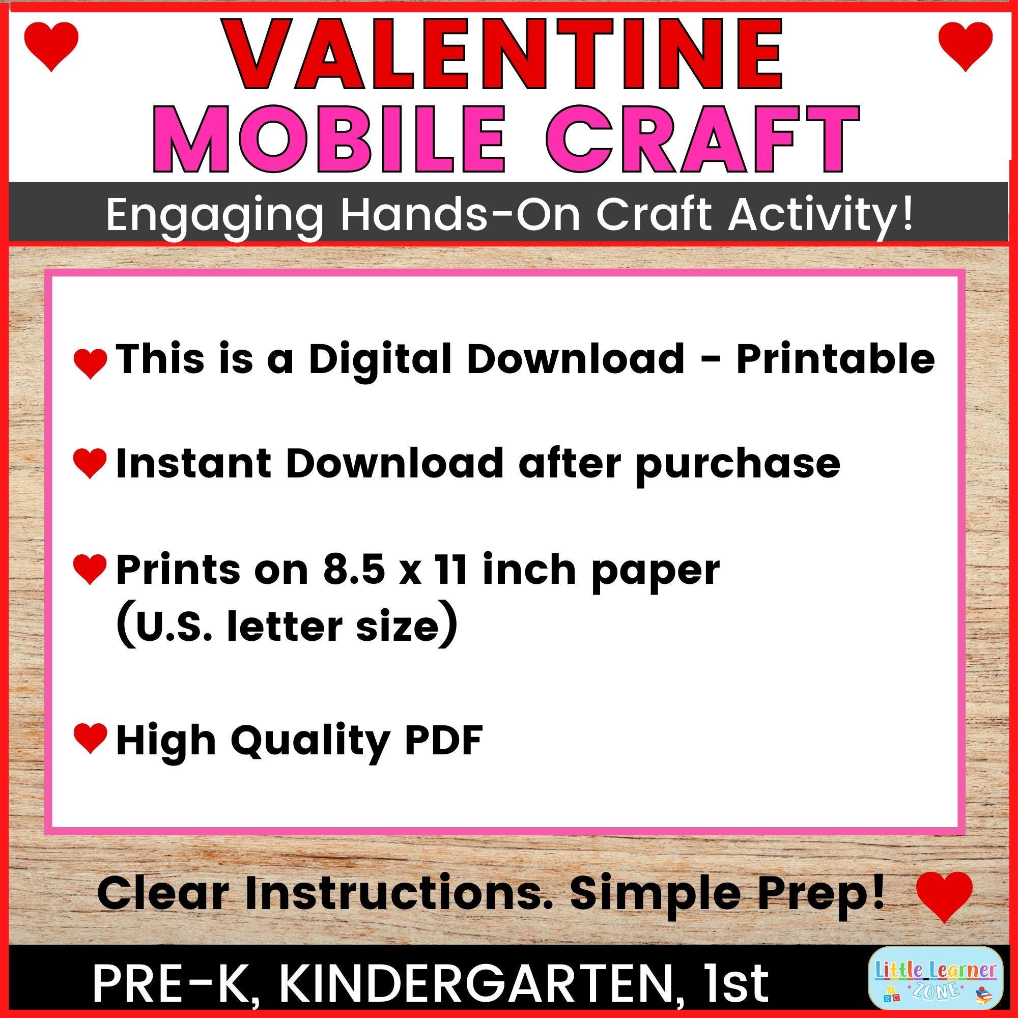 Paper Plate Valentine Mobile Craft Printable Heart Mobile Craft for ...