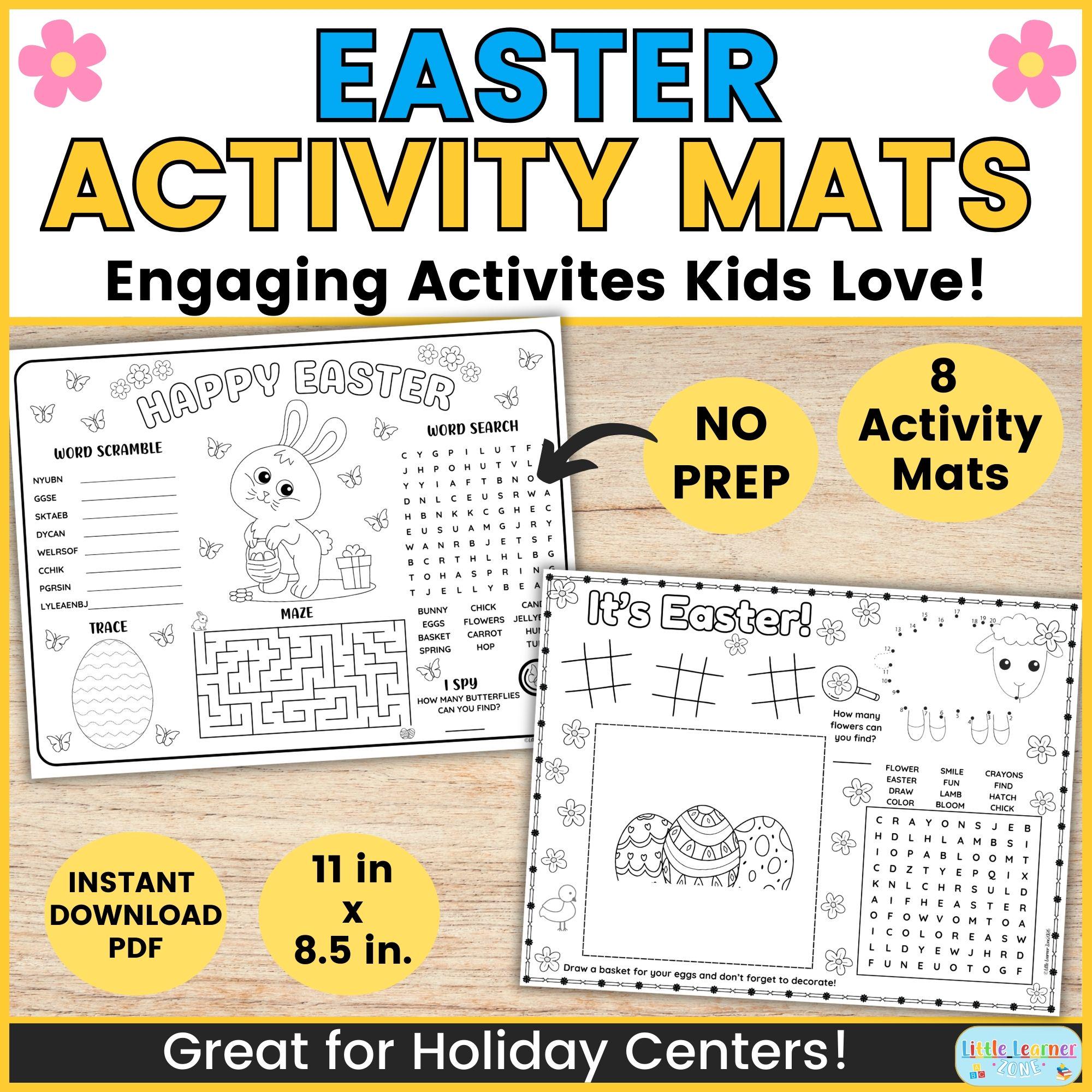 Easter Activity Placemat Printable Preschool Happy Easter Coloring ...