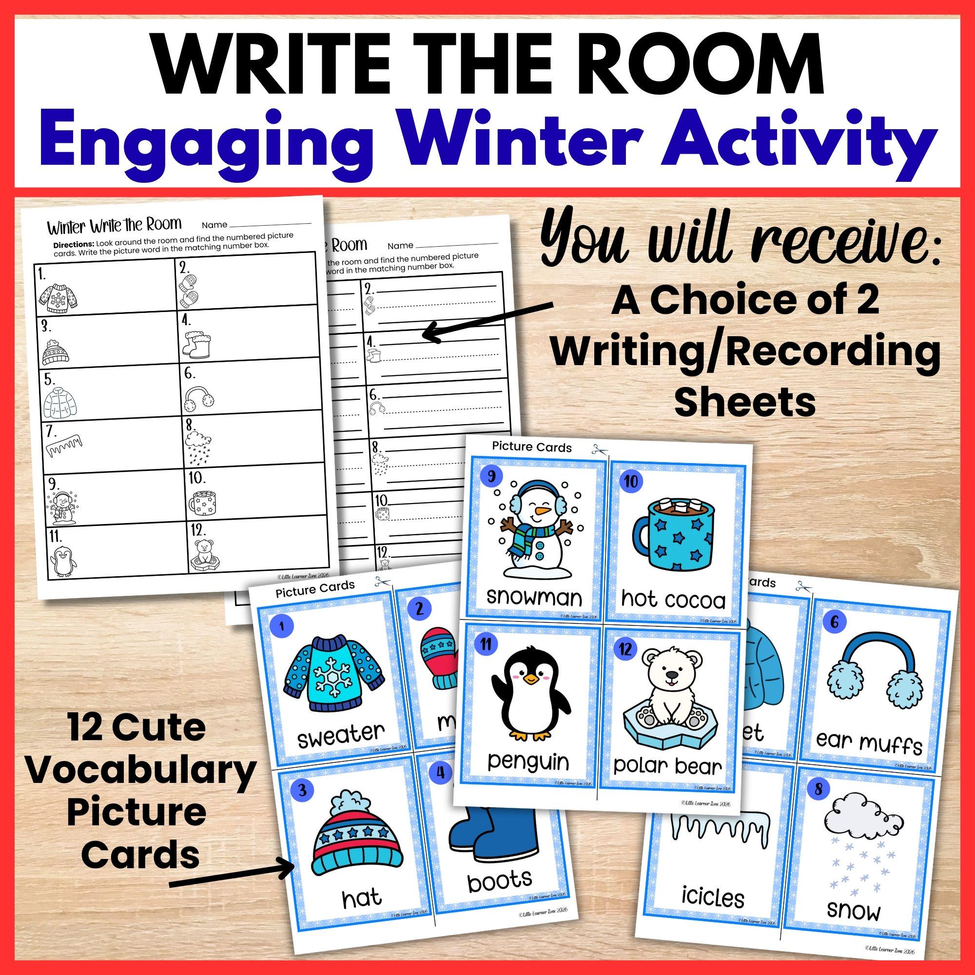 Winter Write the Room Printable, Kindergarten Literacy Center Activity ...