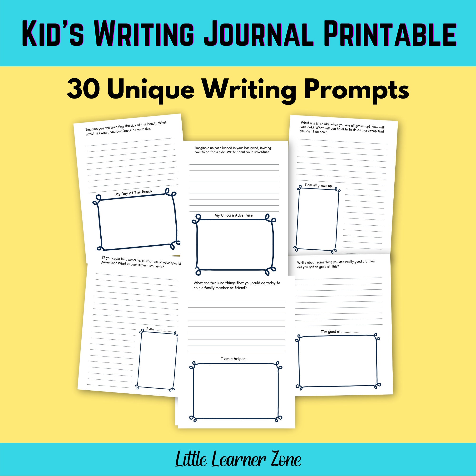 Kid's Writing Journal Printable, Journal Writing for Kindergarten