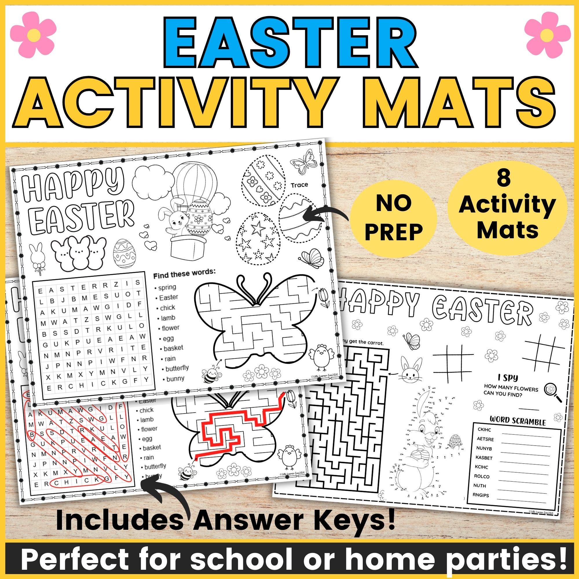 Easter Activity Placemat Printable Preschool Happy Easter Coloring ...