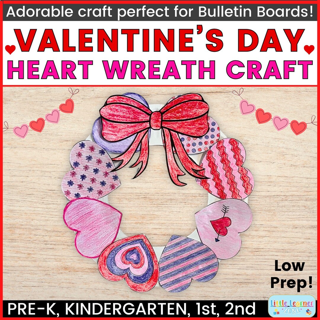 Paper Plate Valentine Heart Craft | Printable DIY Valentine Wreath ...