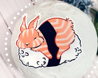 Salmon Sushi Bunny Sticker | Waterproof Laptop Decal