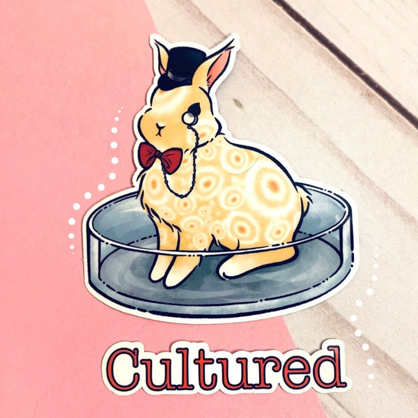 Cultured Bunny sticker| Cute Aesthetic Biology Sticker| Microbiology Bacteria Petri dish sticker| Cute Bunny sticker