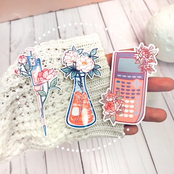 Floral Science Sticker Set: Biology Chemistry STEM Stickers