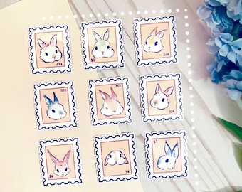 Cute Bunny Stamp Stickers | Waterproof Vinyl Decals