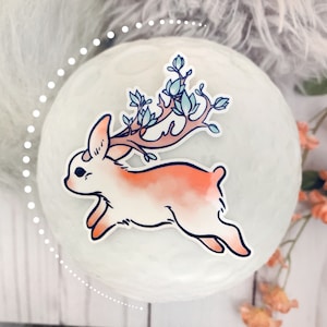 Rosa Jackalope Hase Aufkleber | floraler Hase niedliche Sticker | Rosa Hase| Osterhase Aufkleber
