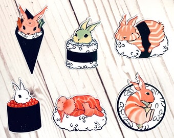 Bunny Sushi Sticker Set | Waterproof Kawaii Food Art