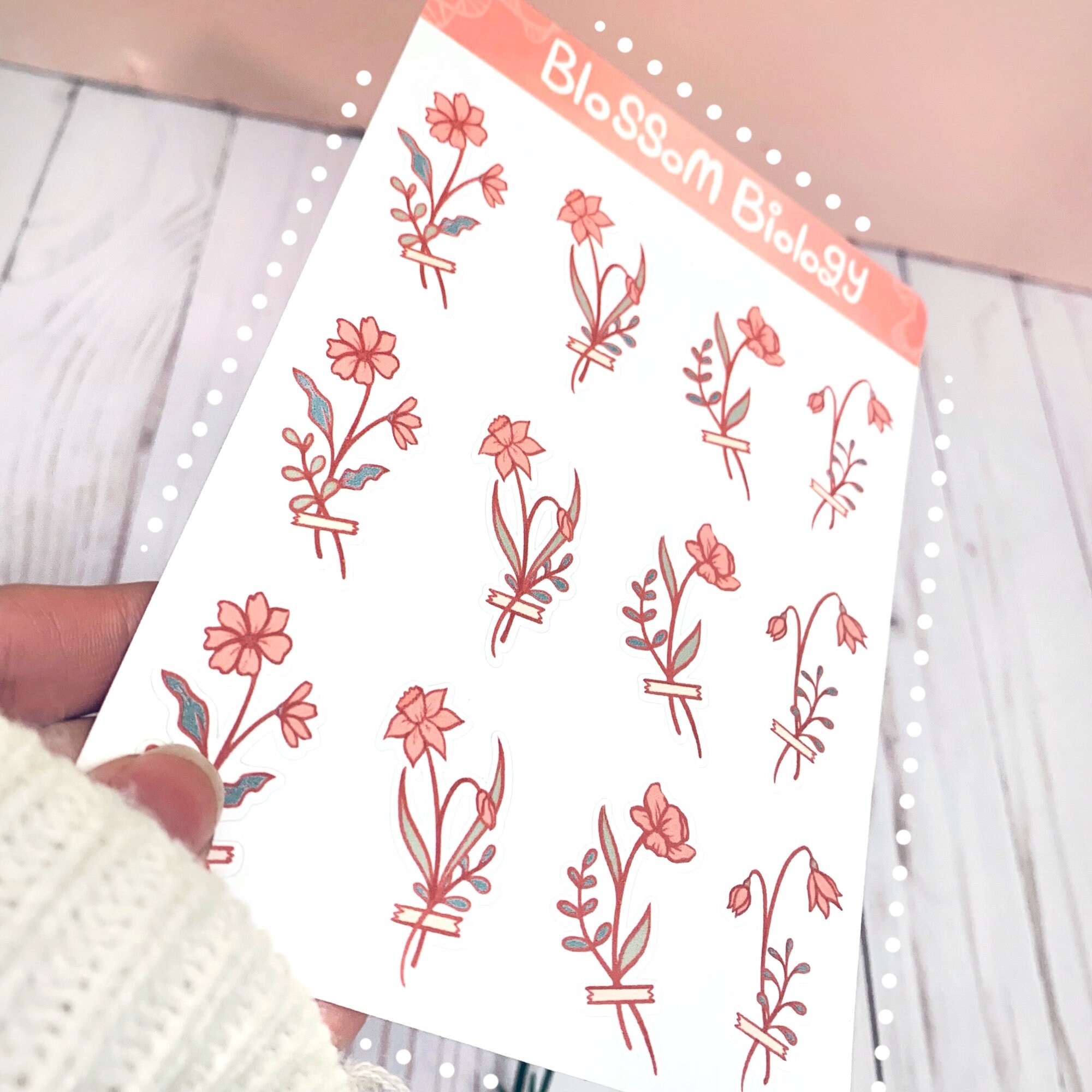 Pink Flower Sticker Sheet | Aesthetic Floral Stickers for Journaling - Etsy