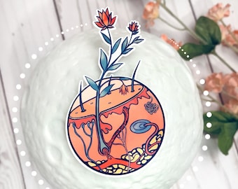 Floral Skin Anatomy Sticker: Waterproof Medical Biology Gift