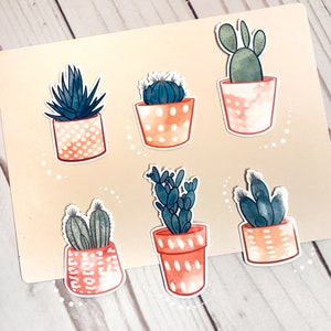Lindo juego de pegatinas de plantas / Paquete de pegatinas suculentas / Pegatina de computadora portátil de plantas de interior / pegatinas de cactus / terrario