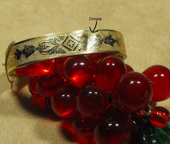 Antique Hinged Bangle Gold Filled Bracelet with T… - image 6