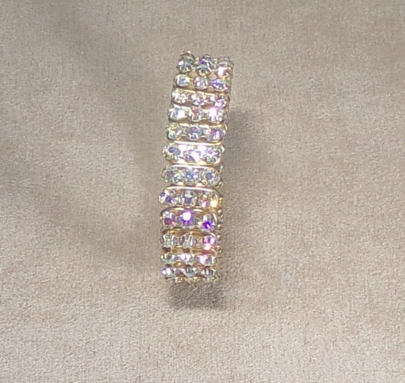 Gold Luster Rhinestone Bracelet – 1950s – 3 Rows - image 5