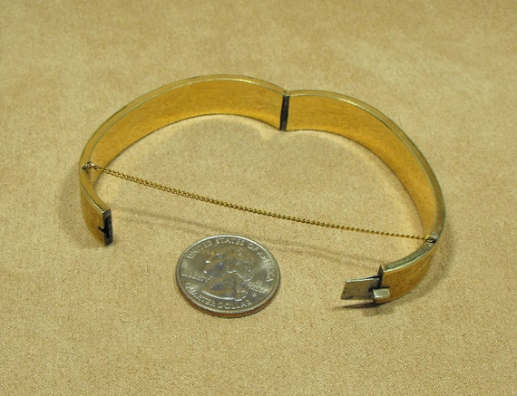 Antique Hinged Bangle Gold Filled Bracelet with T… - image 9
