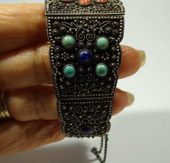 Antique Hinged Panel Bracelet Featuring Fine Gran… - image 6