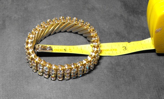 Gold Luster Rhinestone Bracelet – 1950s – 3 Rows - image 9