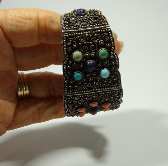 Antique Hinged Panel Bracelet Featuring Fine Gran… - image 8