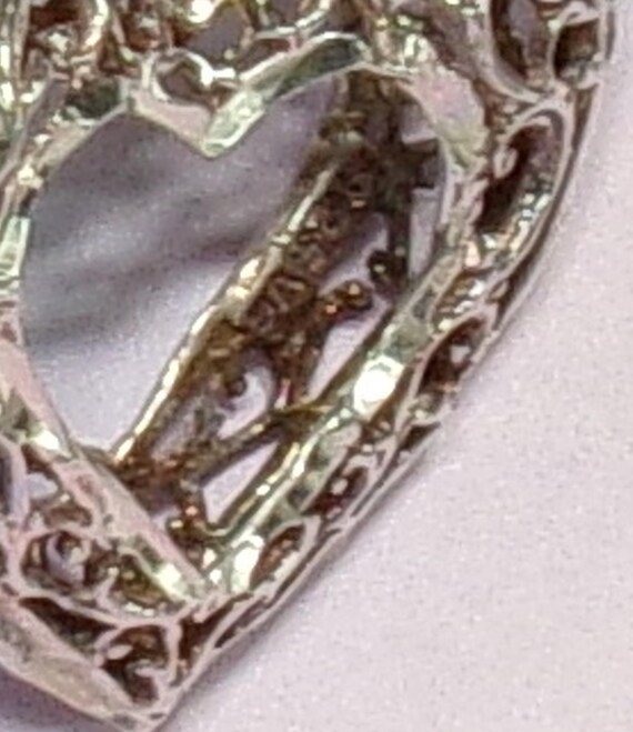 Sterling Silver Scrollwork Open Center Puffed Hea… - image 7