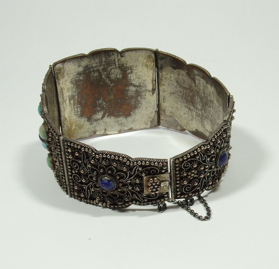 Antique Hinged Panel Bracelet Featuring Fine Gran… - image 3