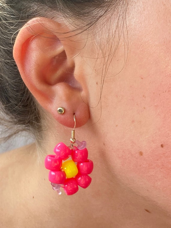 Pony bead sale earrings