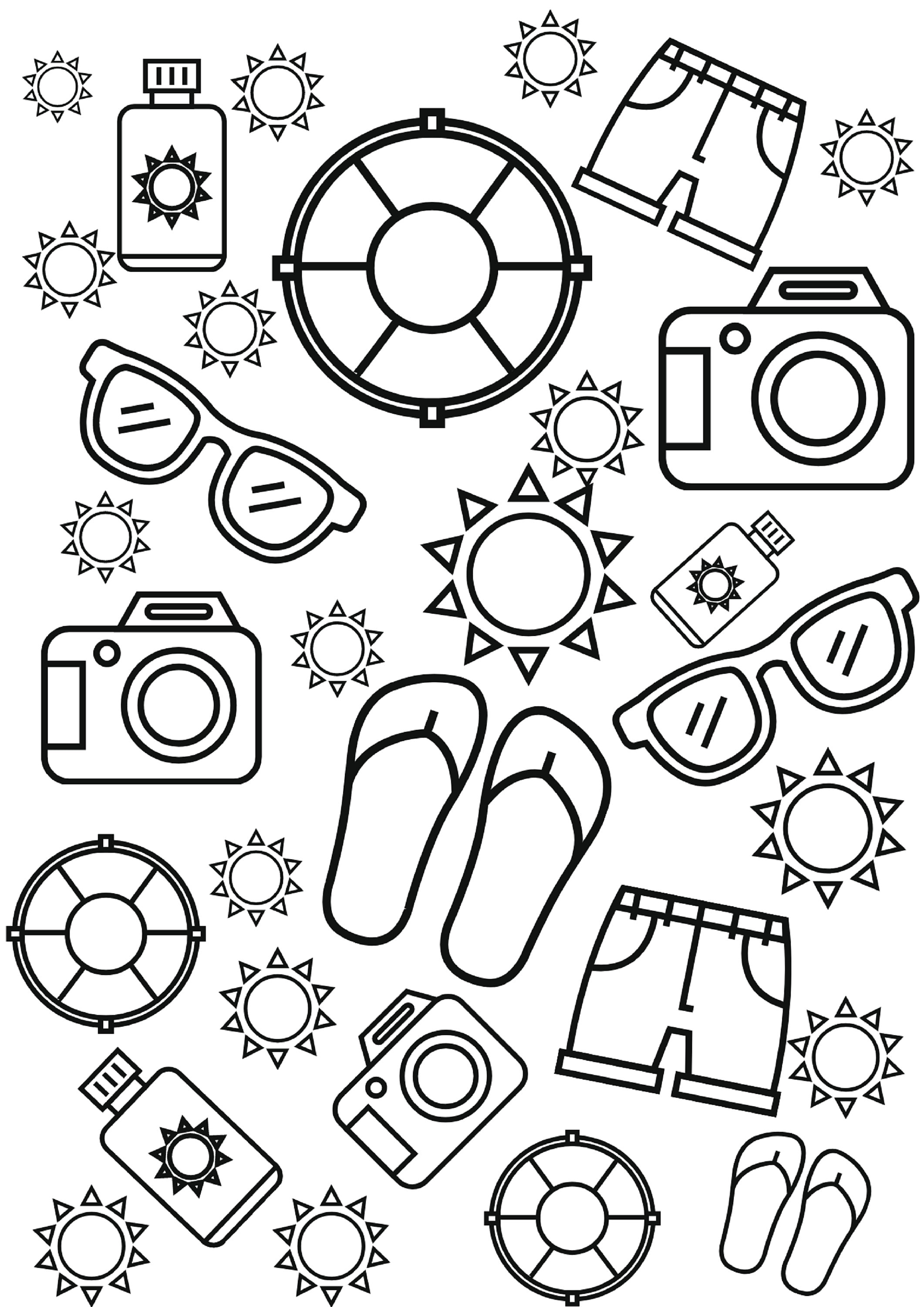 Summer-themed Digital Downloadable Printable Colouring Pages | Etsy