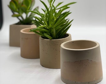 3” Cylinder Plant Pot - Handmade Concrete Pots w/ Drainage Hole | Indoor & Outdoor Home Gardening Decor for Plant Mom/Dad | Farm Collection