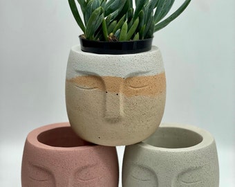 4.5” Round Plant Pot - Unique Concrete Pot for with Drainage Hole for Home Gardening | Plant Mom and Dad Gift Idea | Solid Baby Buddah
