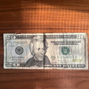 22442222 Binary Rare Fancy Serial number Bank Note one Dollar Bill United States Federal Reserve Currency Collectable Money