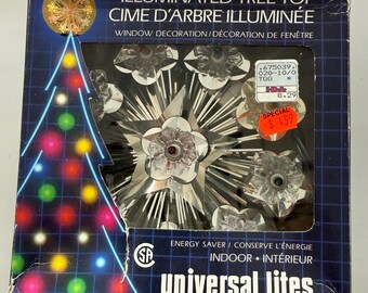 Vintage 1988 Universal Lites Illuminated Christmas Tree Topper Window Decoration Retro Holiday Lights