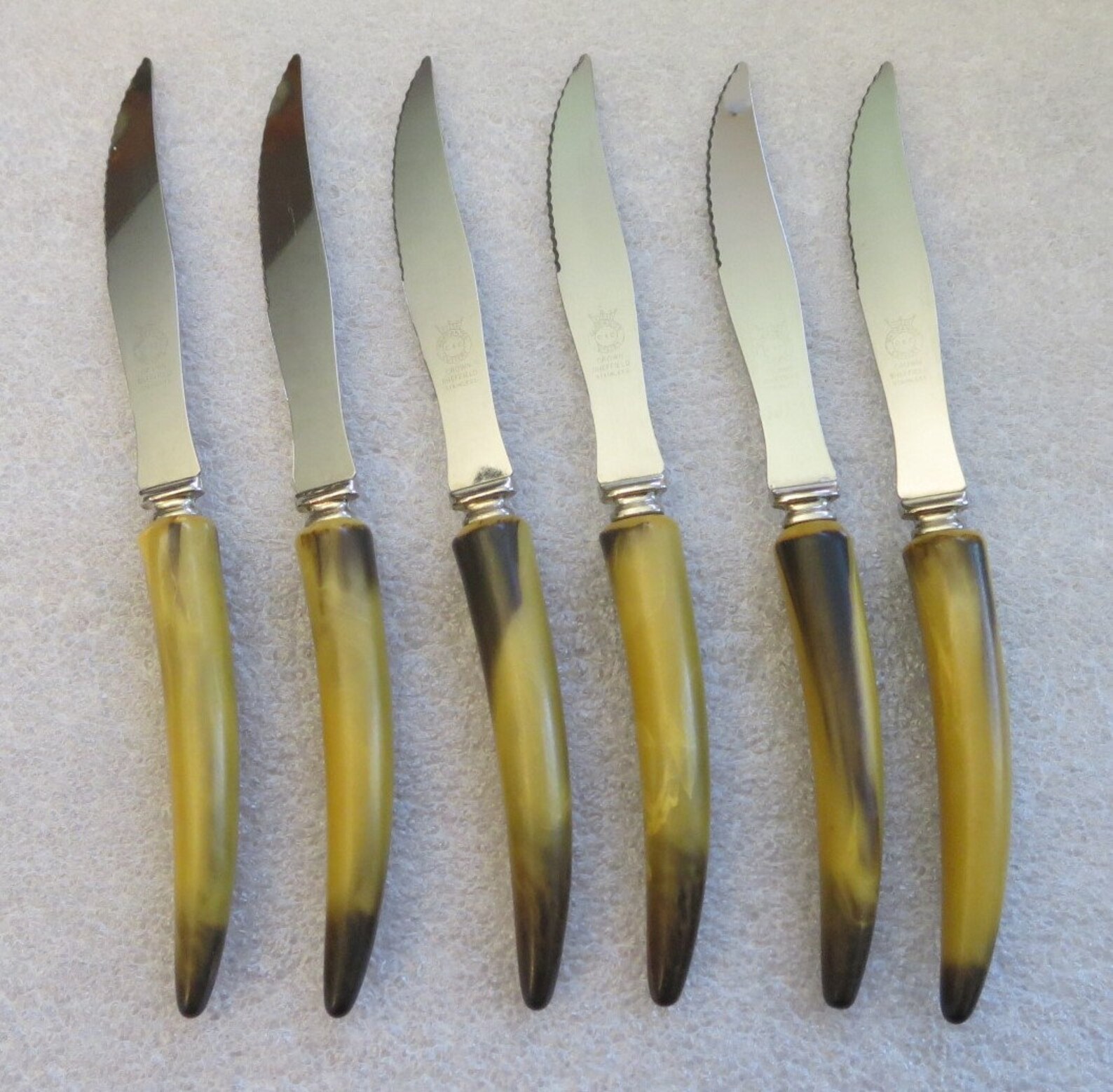 Vintage Steak Knives Set 6 Bakelite Handles Serrated Edge Etsy