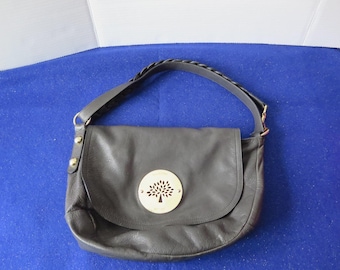Bolso hobo grande Mulberry Daria de piel granulada gris / Bolso de hombro de diseño