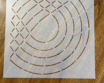 Interlocking cable lines corner border stencil 9-1/4"w