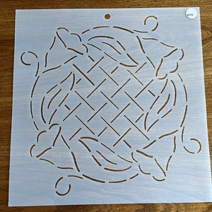 Morning glory & lattice block stencil 11&quot;