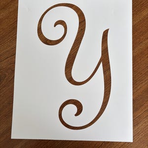 French Script Monogram Capital Letter Y 13" tall stencil customizable