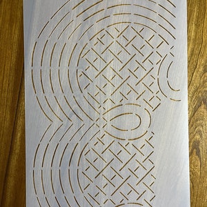 Scallops and loops corner border stencil 10&quot;w