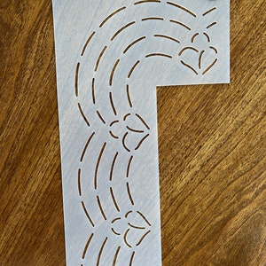 Mini triple scallops and buds corner border stencil 2.25&quot;