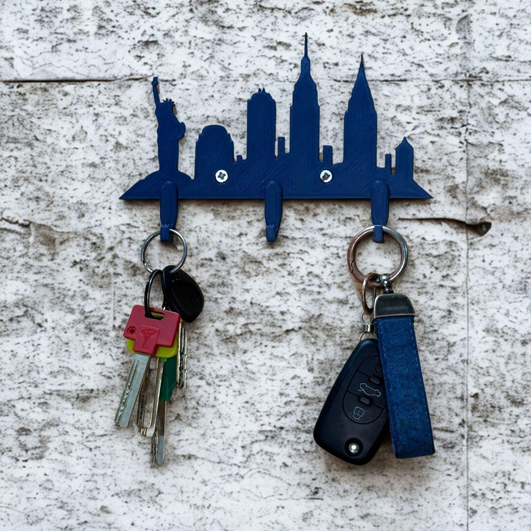 NYC Skyline Key Holder for Wall – New York City Decor, Skyscraper