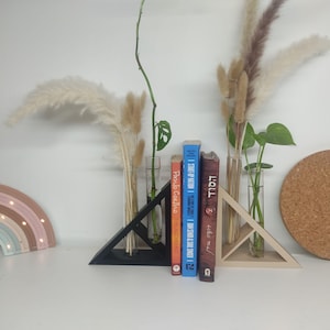 Estación de propagación de sujetalibros con forma de triángulo minimalista, decoración de estantería, jardinera de tubo de ensayo, florero con cogollos