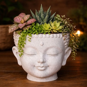 Baby Buddha Head Planter, Zen Succulent Pot, Minimalist Nursery Decor