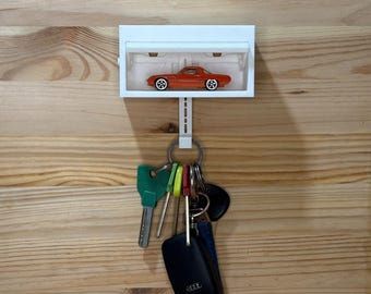 Porta-chaves Hot Wheels | Organizador de parede para garagem de carro | Presente impresso em 3D para amantes de carros e decoração de caverna masculina