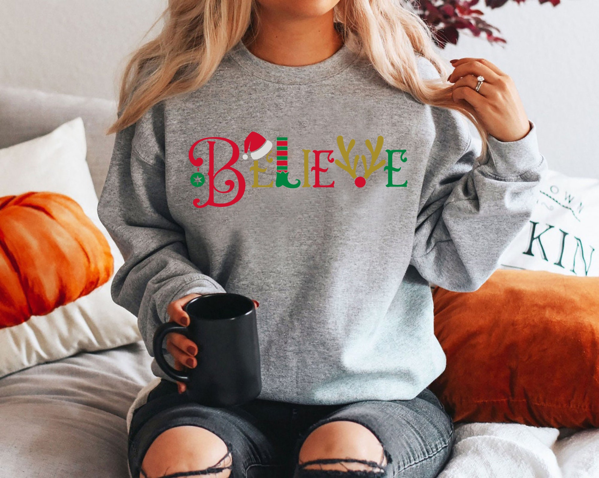 Discover Believe Christmas Sweatshirt, Christmas Sweater, Christmas Family Sweatshirt, Comfort Colors Sweatshirt, Pajamas, Christmas Family Party