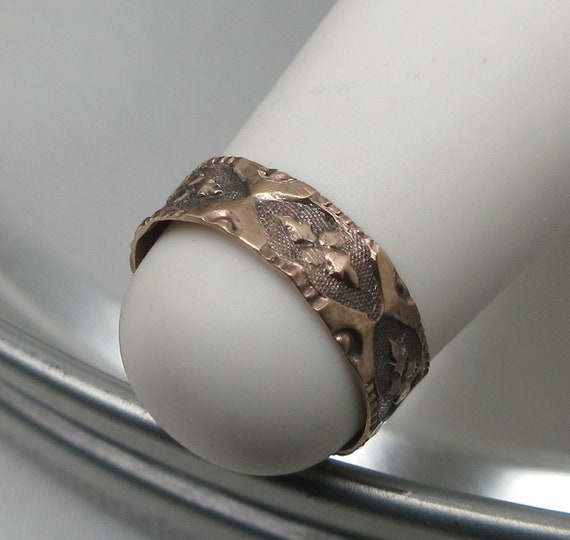 Vintage Carved Solid 10k Rose Gold Art Deco Style… - image 5