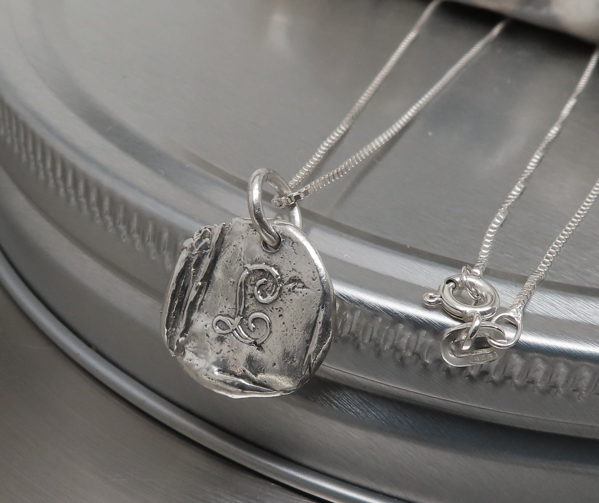 Mini Wax Seal Sterling Silver Initial Monogram Charm 