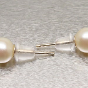 Solid 14k Yellow Gold 6 mm Genuine Cultured Pearl Lightweight Minimalist Stud Earrings