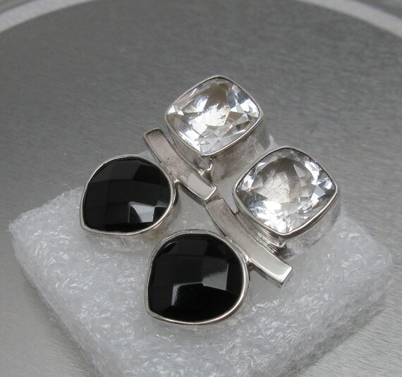 Solid 925 Sterling Silver Genuine Cushion Cut Quartz/checker Solid 925 Sterling Silver Genuine Cushion Cut Quartz/checker