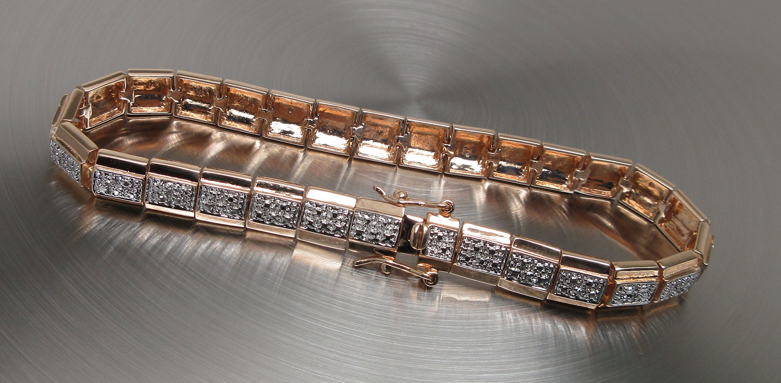 7 14k Gold Over Solid 925 Sterling Silver 6 Genuine Diamonds Vermeil 7 Mm  Wide Tennis Bracelet - Etsy