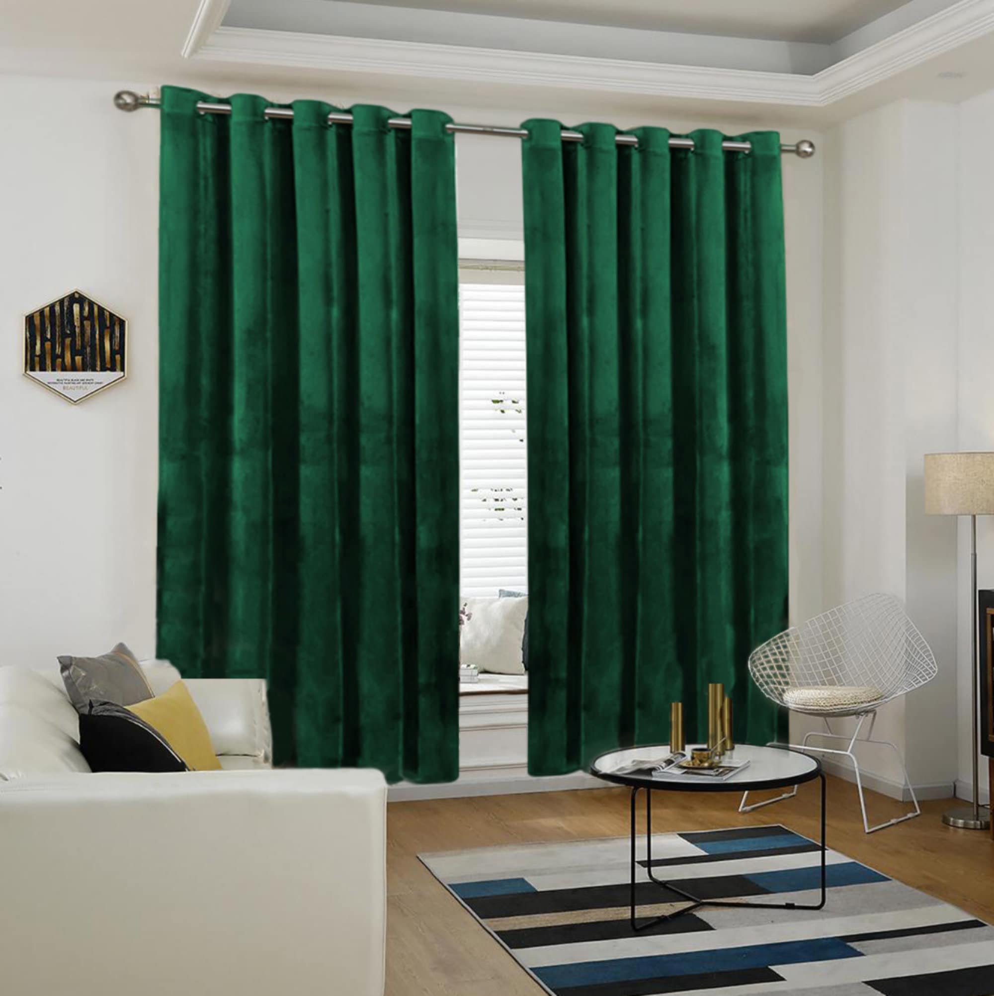 Cortinas verde esmeralda de 108 para sala de estar, cortinas opacas de  terciopelo con bolsillo para barra, para ventana, tratamiento de semi